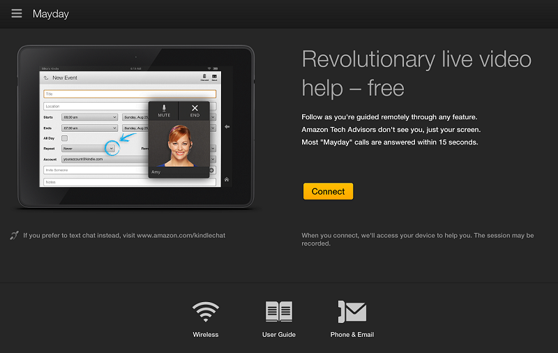 Amazon's Mayday button provides real-time video tech support